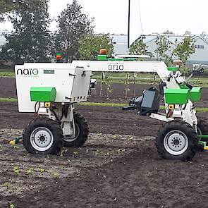 De Naïo Orio zagen we min of meer eerder. Grootste verschil van dit model met zijn voorganger Dino is de portaalbouw, waardoor meer ruimte voor werktuigen ontstaat. Zo is de Orio geschikt voor schoffelen, zaaien, spuiten en maaien. Het gewicht bedraagt 1.